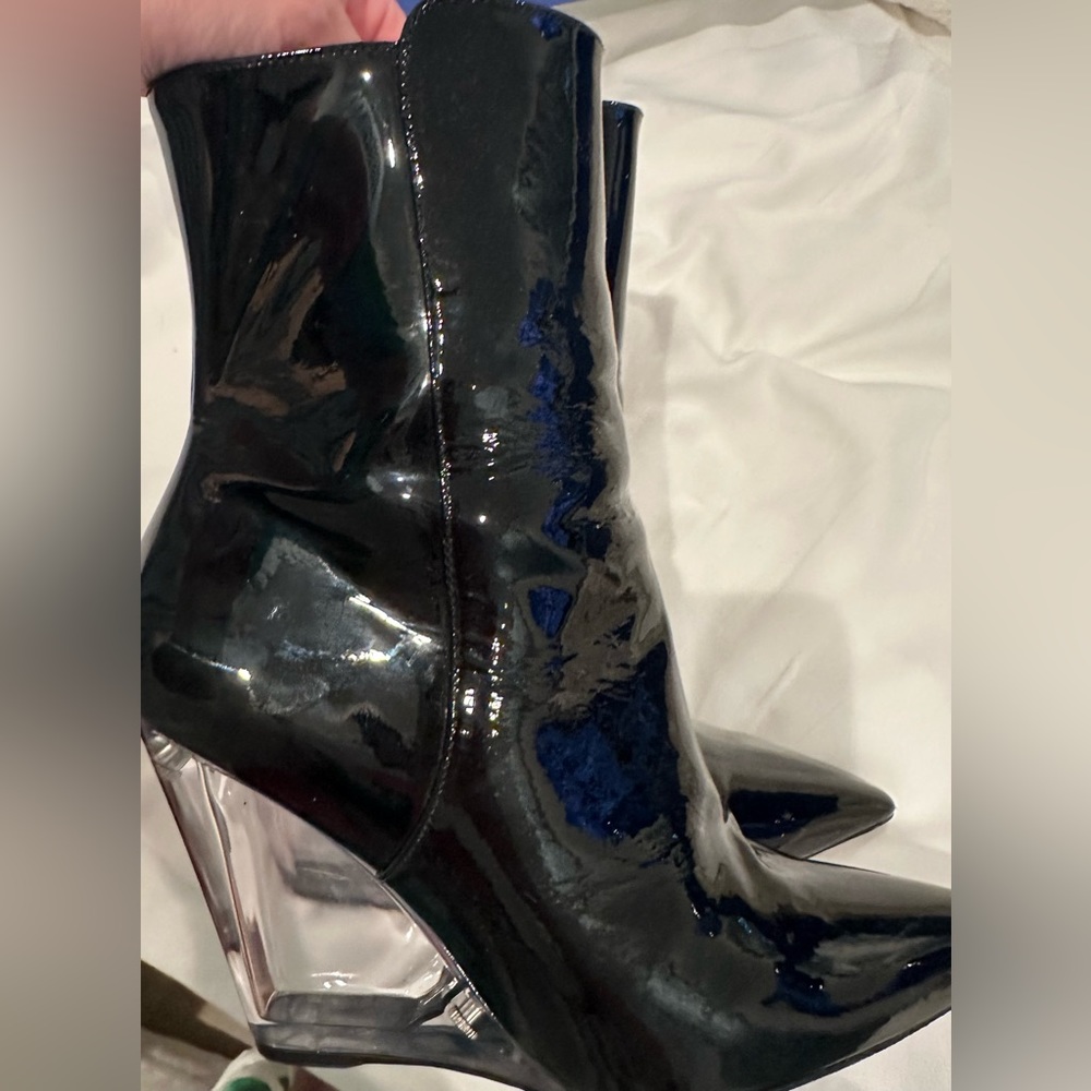 Stuart Weitzman Patent Lucite Boots.  Worn one time!